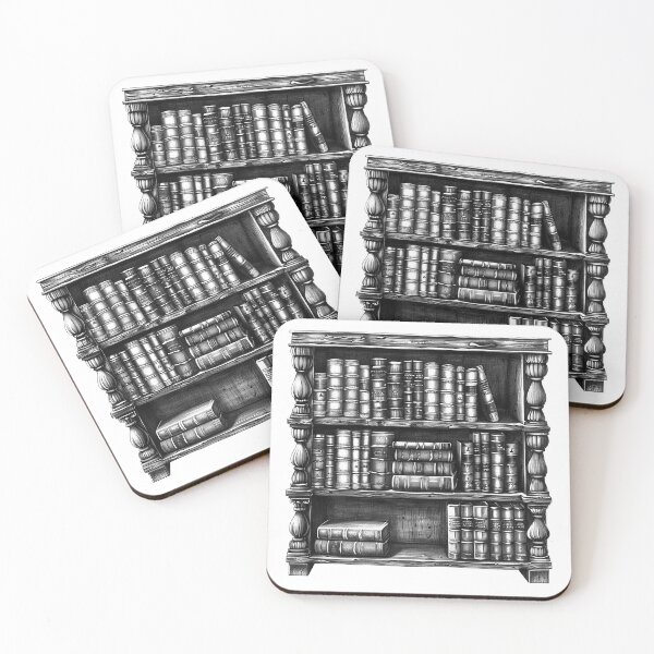 Item preview, Antique Bookshelf Illustration | Vintage Black and White Library Art designed and sold by inkoutninja.