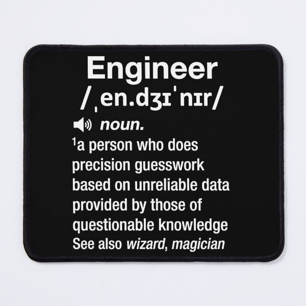 Artikelvorschau, Lustige Definition im Wörterbuch für nerdige Ingenieure (weißer Text) entworfen und verkauft von MathWare MathClips.