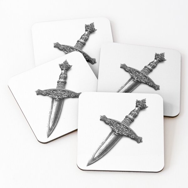 Item preview, Ornate Fantasy Dagger Illustration | Black and White Medieval Blade Art designed and sold by inkoutninja.