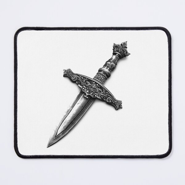 Item preview, Ornate Fantasy Dagger Illustration | Black and White Medieval Blade Art designed and sold by inkoutninja.