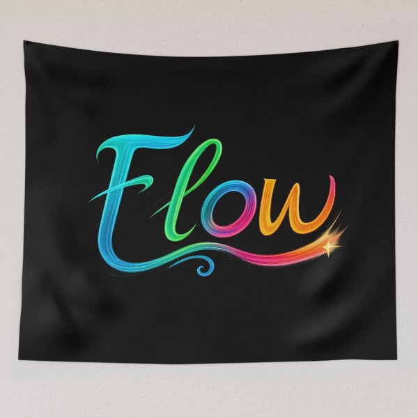 Item preview, Flow – Colorful Neon Typography Art | Creative Energy Design, Mindfulness Gift, Inspirational Wall Art & Apparel designed and sold by Williams Anderson.