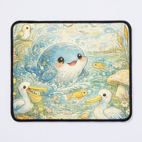 Item preview, Whimsical Coastal Dream – Kawaii Ocean Art Inspired by Walter Anderson designed and sold by Paws-nd-Prints.