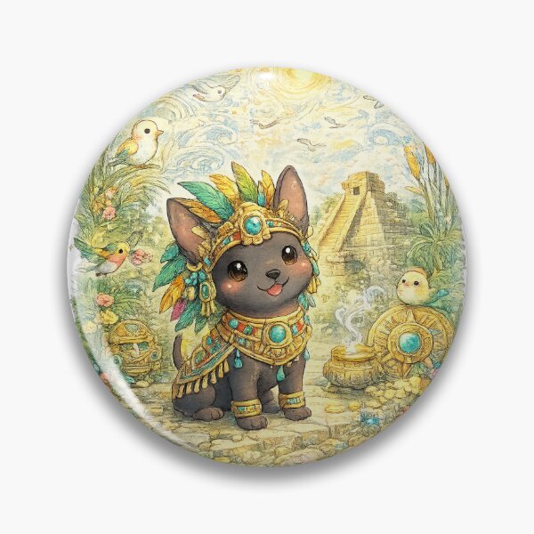 Item preview, Aztec Xolo Guardian – Kawaii Xoloitzcuintle in Ancient Temple Setting designed and sold by Paws-nd-Prints.