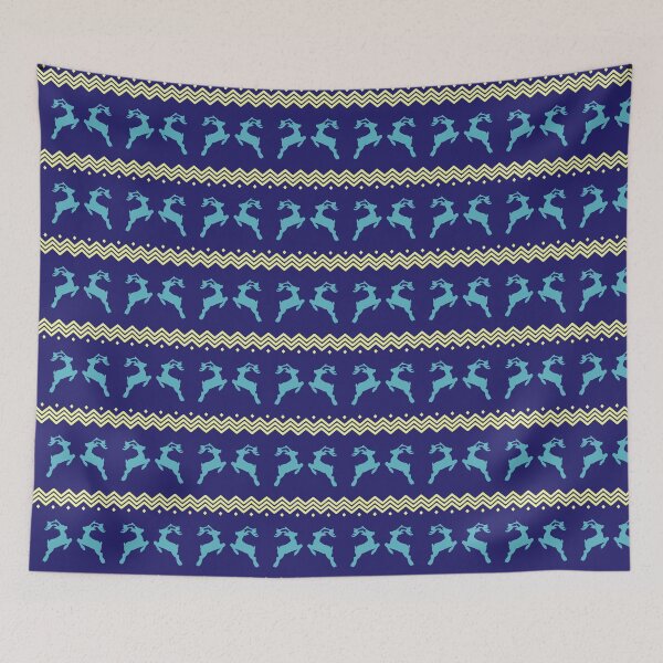 Item preview, Retro Blue Reindeer Happy Holiday Xmas Pattern    - Wedding Gifts designed and sold by RoyalStarsPatts.