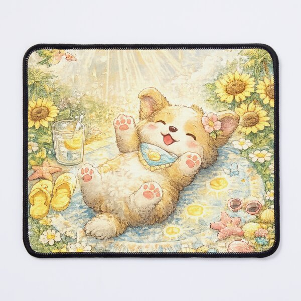 Item preview, You Deserve Sunshine – Kawaii Puppy Soaking Up Happy Sun Rays designed and sold by Paws-nd-Prints.