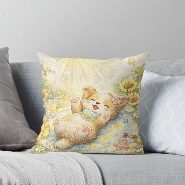 Item preview, You Deserve Sunshine – Kawaii Puppy Soaking Up Happy Sun Rays designed and sold by Paws-nd-Prints.