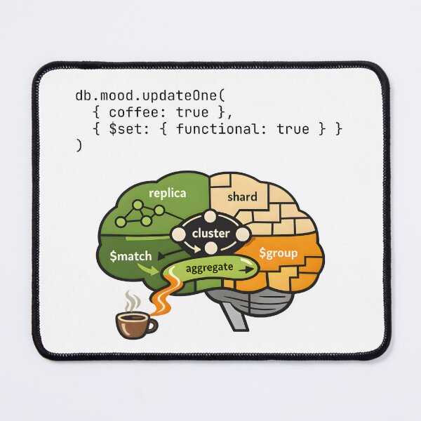 Item preview, MongoDB Brain Powered by Coffee – NoSQL Developer designed and sold by Nerd Romance Café.
