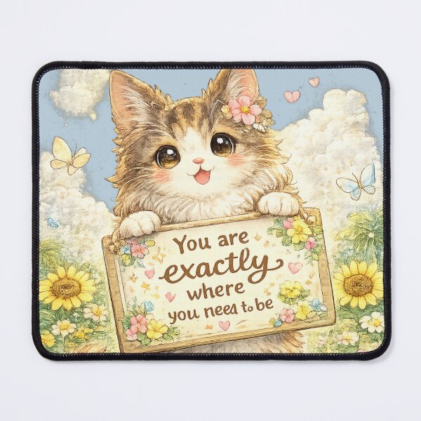 Item preview, You Are Exactly Where You Need to Be – Kawaii Maine Coon Motivation Art designed and sold by Paws-nd-Prints.