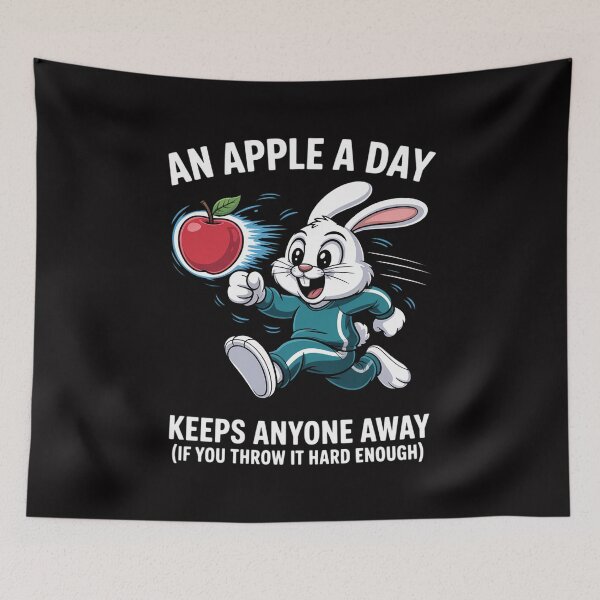 Item preview, White Rabbit Running An Apple A Day Keeps Anyone Away designed and sold by HermanTricia.