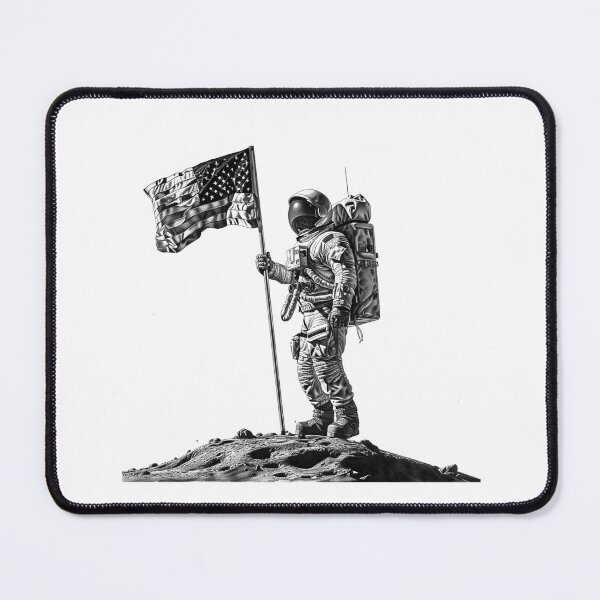 Item preview, Moon Landing Astronaut Art | Black and White Space History Illustration designed and sold by inkoutninja.