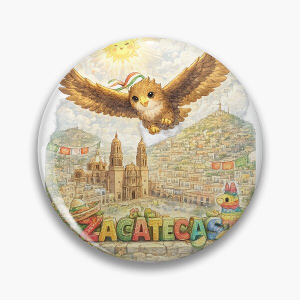 Item preview, Zacatecas Mexico – Kawaii Golden Eagle Cityscape Illustration designed and sold by Paws-nd-Prints.