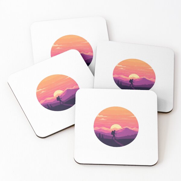 Item preview, Silhouette of a solo traveler on a mountain ridge at dusk designed and sold by VerizalShop.