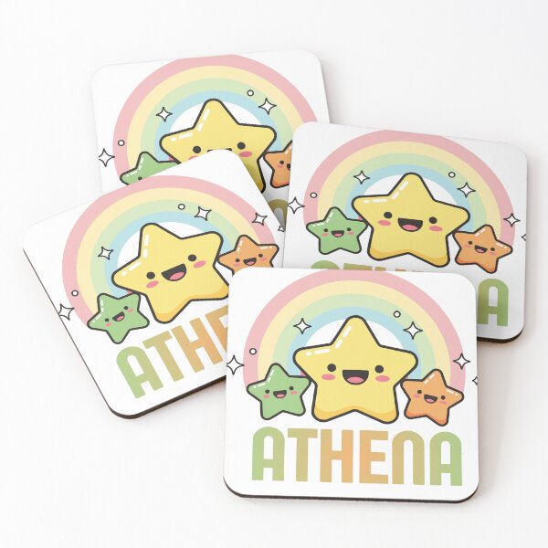 Item preview, Athena - Kawaii Rainbow and Stars Personalized Name Design designed and sold by OmikronStore.