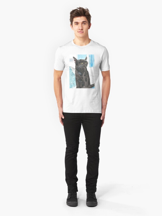 Alternate view of Davy Crockett, Cool Black Cat Slim Fit T-Shirt