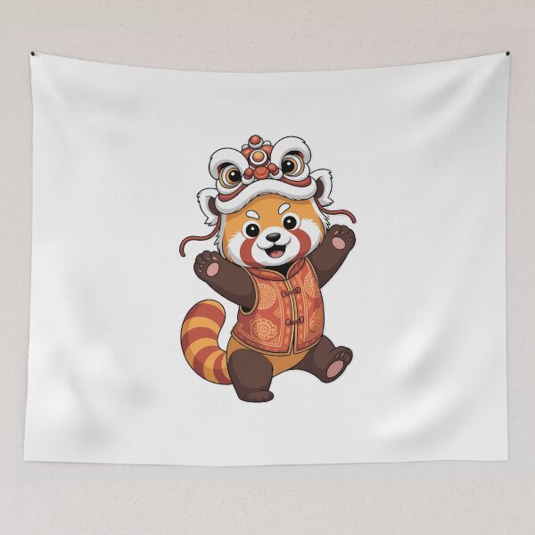 Item preview, Chinese New Year Red Panda Lion Dance Lunar New Year designed and sold by FaithAbbott.