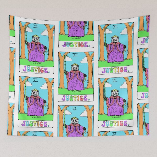Item preview, Justice Tarot Card Panda Bear Original Art Illustration designed and sold by Intergalactic Unicorn: Art by Anna Schmidt.