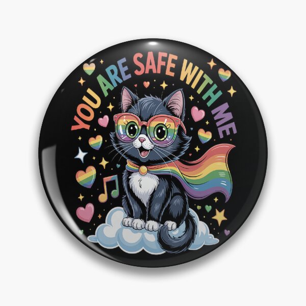 Item preview, You Are Safe With Me You’re Safe LGBTQ Pride Black Cat designed and sold by HaiharryCartoon.