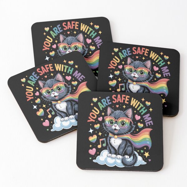Item preview, You Are Safe With Me You’re Safe LGBTQ Pride Black Cat designed and sold by HaiharryCartoon.