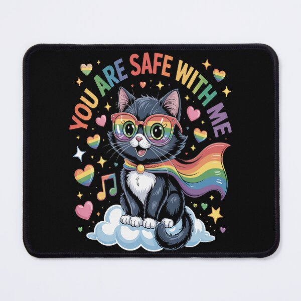 Item preview, You Are Safe With Me You’re Safe LGBTQ Pride Black Cat designed and sold by HaiharryCartoon.