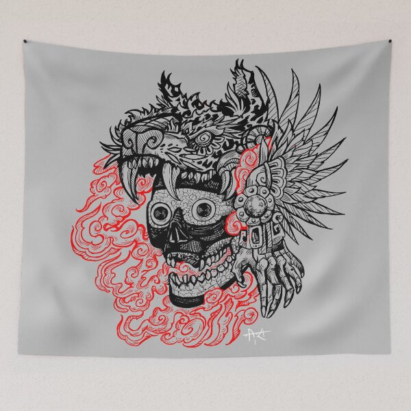 Item preview, Tezcatlipoca red smoke skull manga designed and sold by UrielCalavera.