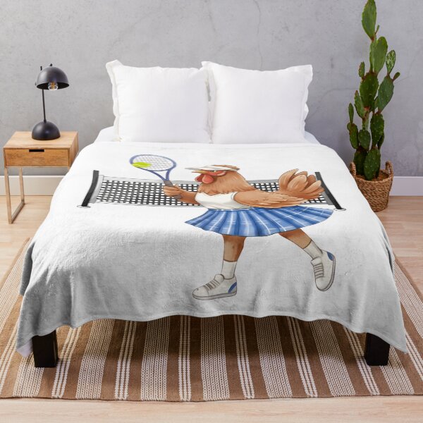 Item preview, Athletic Hen Playing Tennis Cartoon - Funny Farm Animal Sports Illustration designed and sold by VibranPalette.