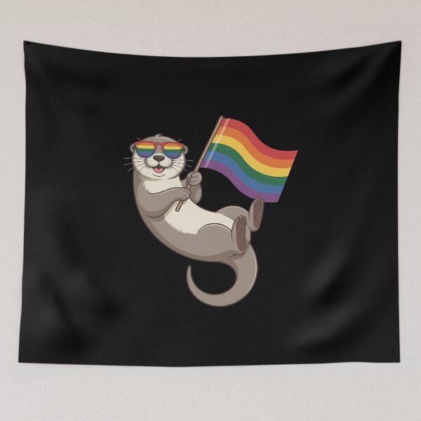 Item preview, LGBT Gay Lesbian Pride Flag Otter designed and sold by IdunayaStore.