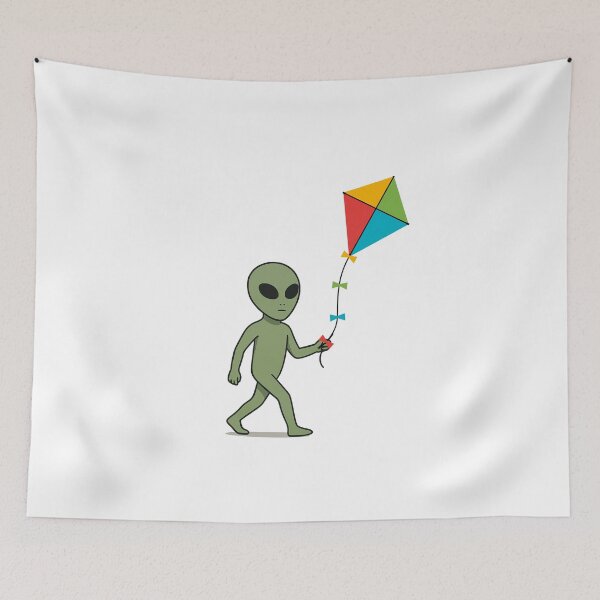 Item preview, Alien Flying a Kite – Minimalist Sci‑Fi Illustration designed and sold by Everyday Aliens.