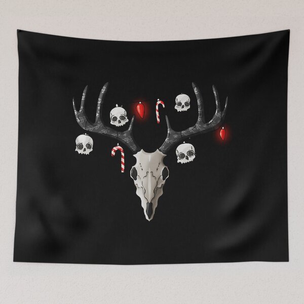 Item preview, Gothic Reindeer Skull Christmas Antlers and Berries designed and sold by hybmcvdtj77.