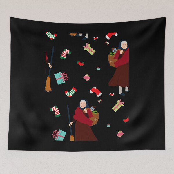 Item preview, Witchy Befana Gothmas Black Christmas Pattern designed and sold by hybmcvdtj77.