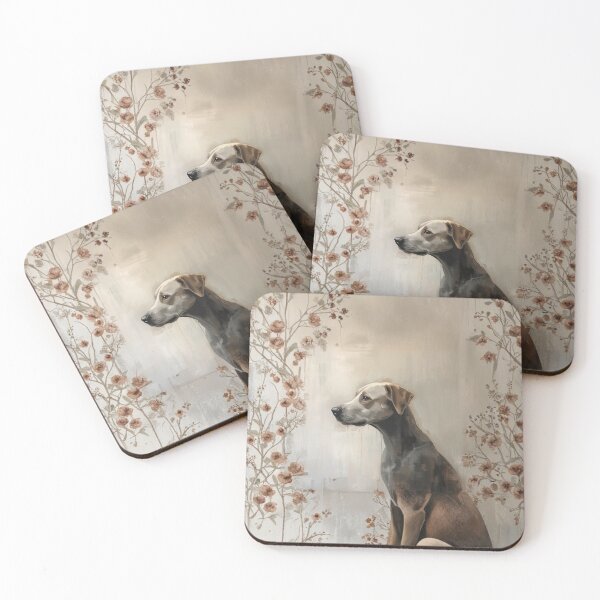 Item preview, Elegant dog portrait amid floral wallpaper backdrop designed and sold by Rue Market.