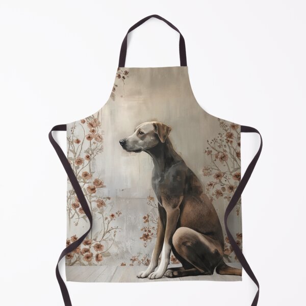 Item preview, Elegant dog portrait amid floral wallpaper backdrop designed and sold by Rue Design Company.