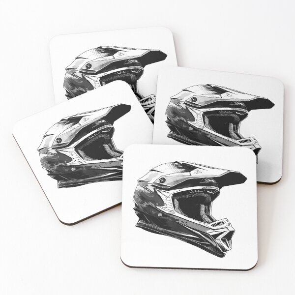 Item preview, Motocross Helmet Illustration | Black and White Dirt Bike Gear Art designed and sold by inkoutninja.