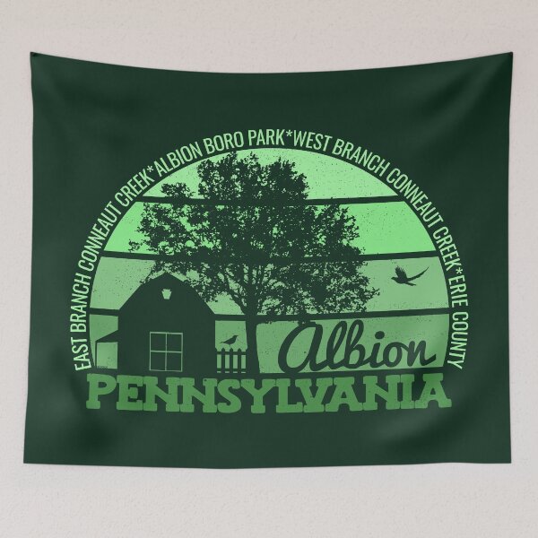 Item preview, Albion Pennsylvania Sunset Retro Vintage Local Pride Logo designed and sold by CRHPOD20.