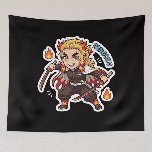 Item preview, Rengoku Kyojuro Chibi Flame Hashira Anime Art designed and sold by Innova_Creations.