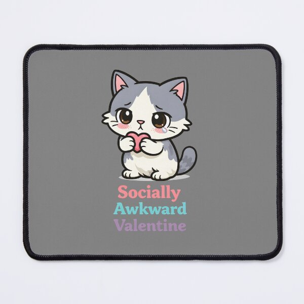 Item preview, Socially Awkward Valentine - Cute Shy Cat Holding Heart designed and sold by ProQ Creative Prints.