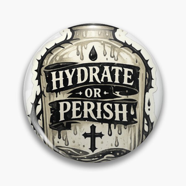 Item preview, Unholy Water Bottle Sticker – “Hydrate or Perish” Gothic Reminder designed and sold by the velvet threshold.