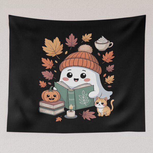 Item preview, Cute Ghost Cat Reading Book Lovers designed and sold by countntenov.