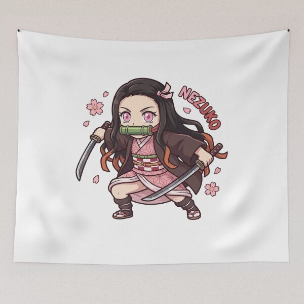 Item preview, Nezuko Chibi Anime Warrior Dual Katana Art designed and sold by Innova_Creations.