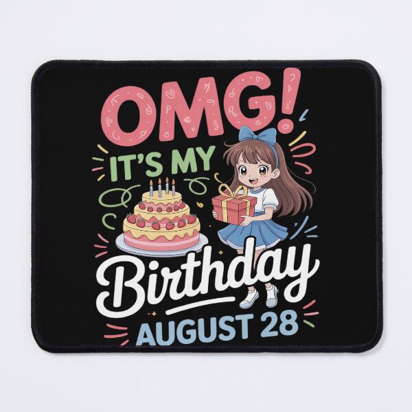 Item preview, Cute Girl With Presents Cake OMG It's My Birthday August 28 designed and sold by countntenov.