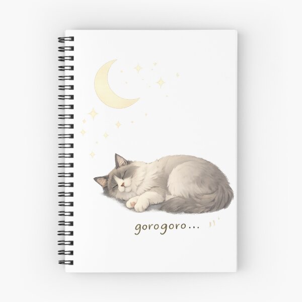 Item preview, Ragdoll Cat Purring Illustration – Soft Grey Minimal Art with Moon & Stars designed and sold by Monchatra.