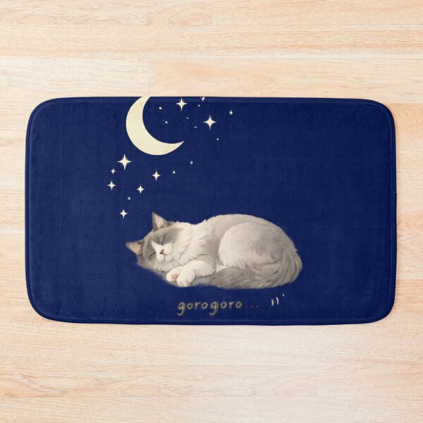 Item preview, Ragdoll Cat Purring Illustration – Soft Grey Minimal Art with Moon & Stars designed and sold by Monchatra.