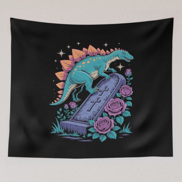 Item preview, Cute Goth Stegosaurus Dinosaur on Tombstone Gravestone designed and sold by countntenov.