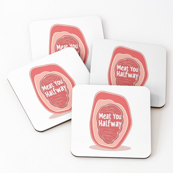 Item preview, Funny Cartoon Steak Pun Meat You Halfway designed and sold by FWLKIT.