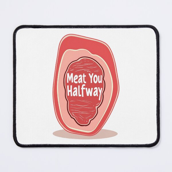 Item preview, Funny Cartoon Steak Pun Meat You Halfway designed and sold by FWLKIT.