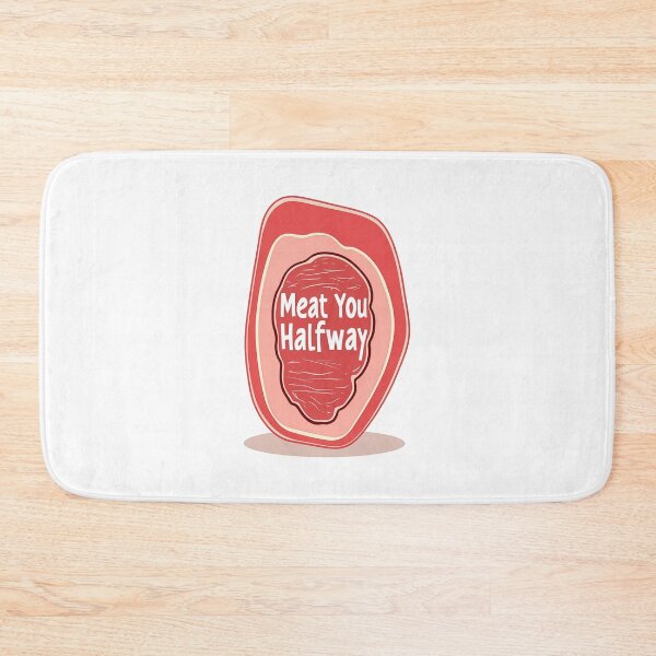 Item preview, Funny Cartoon Steak Pun Meat You Halfway designed and sold by FWLKIT.