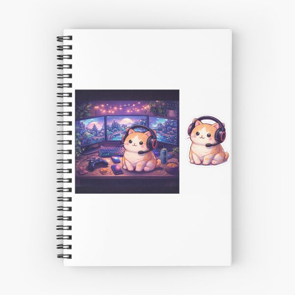 Item preview, Cozy Gamer Cat RGB Battle Station Sticker & Poster designed and sold by goodcrystals.