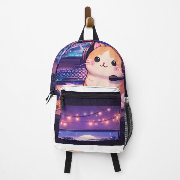 Item preview, Cozy Gamer Cat RGB Battle Station Sticker & Poster designed and sold by goodcrystals.