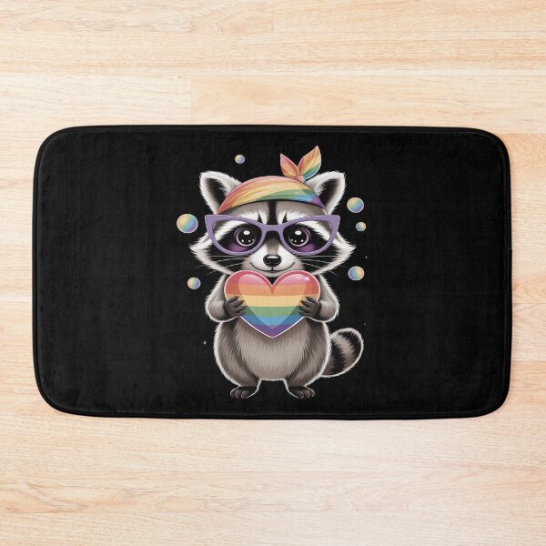 Item preview, Cute LGBTQ Raccoon Heart Bandana Lesbian Gay Pride Rainbow designed and sold by Slwankol.