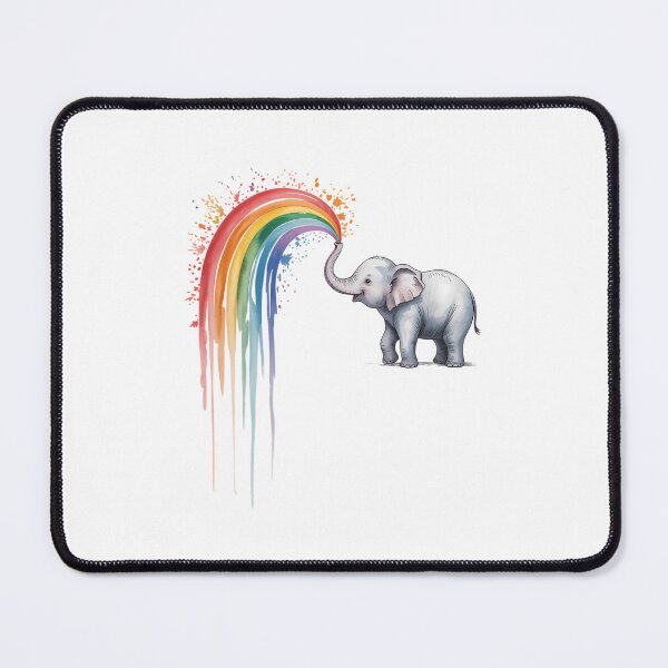 Item preview, Elephant Spraying Rainbow Baby Elephant Watercolor designed and sold by CruelShadesSt.