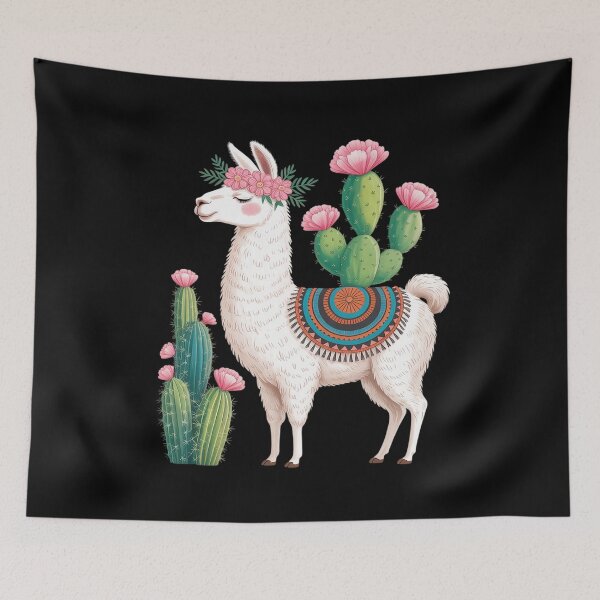Item preview, Cute Llama With Flower & Cactus designed and sold by Slwankol.